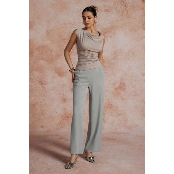 Micas Gray Wide Leg Dress Pants High Waist Career Casual Trousers Size M - Picture 15 of 16